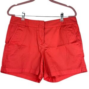 J.Crew Women Coral Pink 8 Broken-In Chino Shorts Cotton Flat Front Preppy Summer